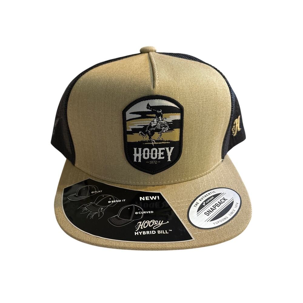 Hooey Snapback Hat Hybrid Bill Tan Black Rodeo Logo NWT